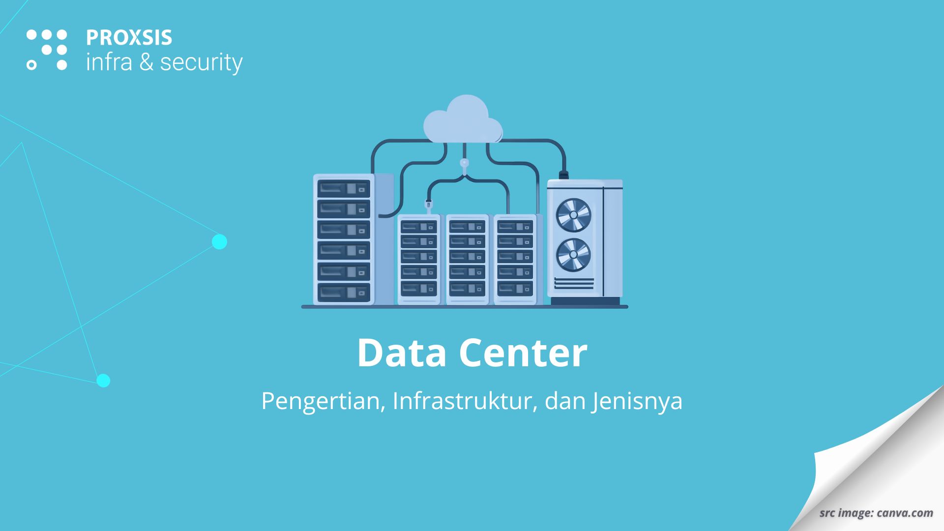 Diagram infrastruktur data center modern dengan server dan cooling system