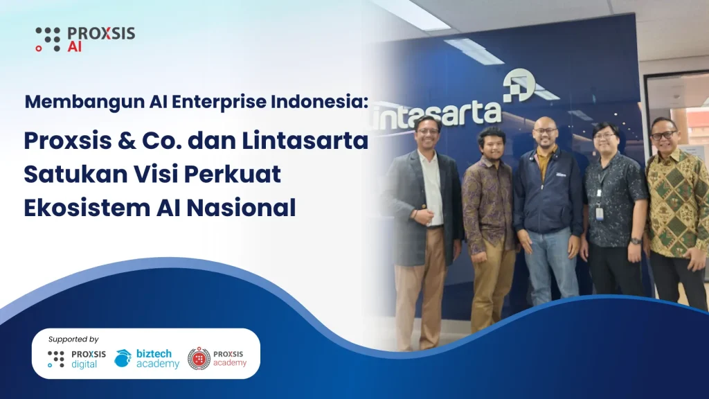 Ilustrasi kolaborasi strategis Proxsis & Co. dan Lintasarta dalam membangun ekosistem AI Enterprise Indonesia yang aman dan berdaya saing global